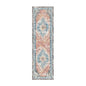 8' Teal Taupe and Rust Geometric Distressed Runner Rug With Fringe