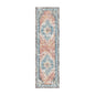 8' Teal Taupe and Rust Geometric Distressed Runner Rug With Fringe
