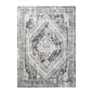 2' X 3' Gray Beige and Blue Geometric Distressed Area Rug With Fringe