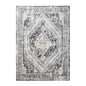 8' X 10' Gray Beige and Blue Geometric Distressed Area Rug With Fringe