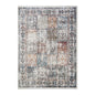 2' X 3' Ivory Blue and Gray Patchwork Distressed Area Rug With Fringe