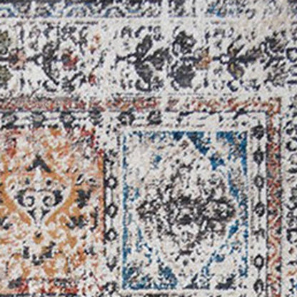 8' X 10' Ivory Oriental Distressed Area Rug With Fringe