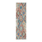 8' Blue Geometric Distressed Runner Rug With Fringe