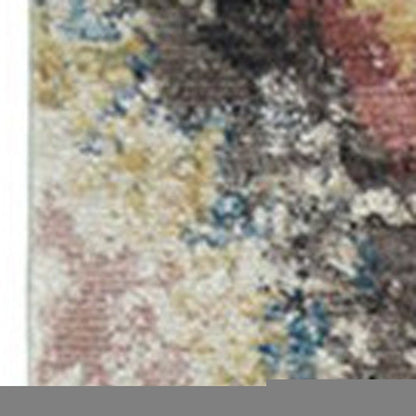 5' X 8' Blue Geometric Distressed Area Rug With Fringe