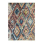 9' X 13' Blue Geometric Distressed Area Rug With Fringe
