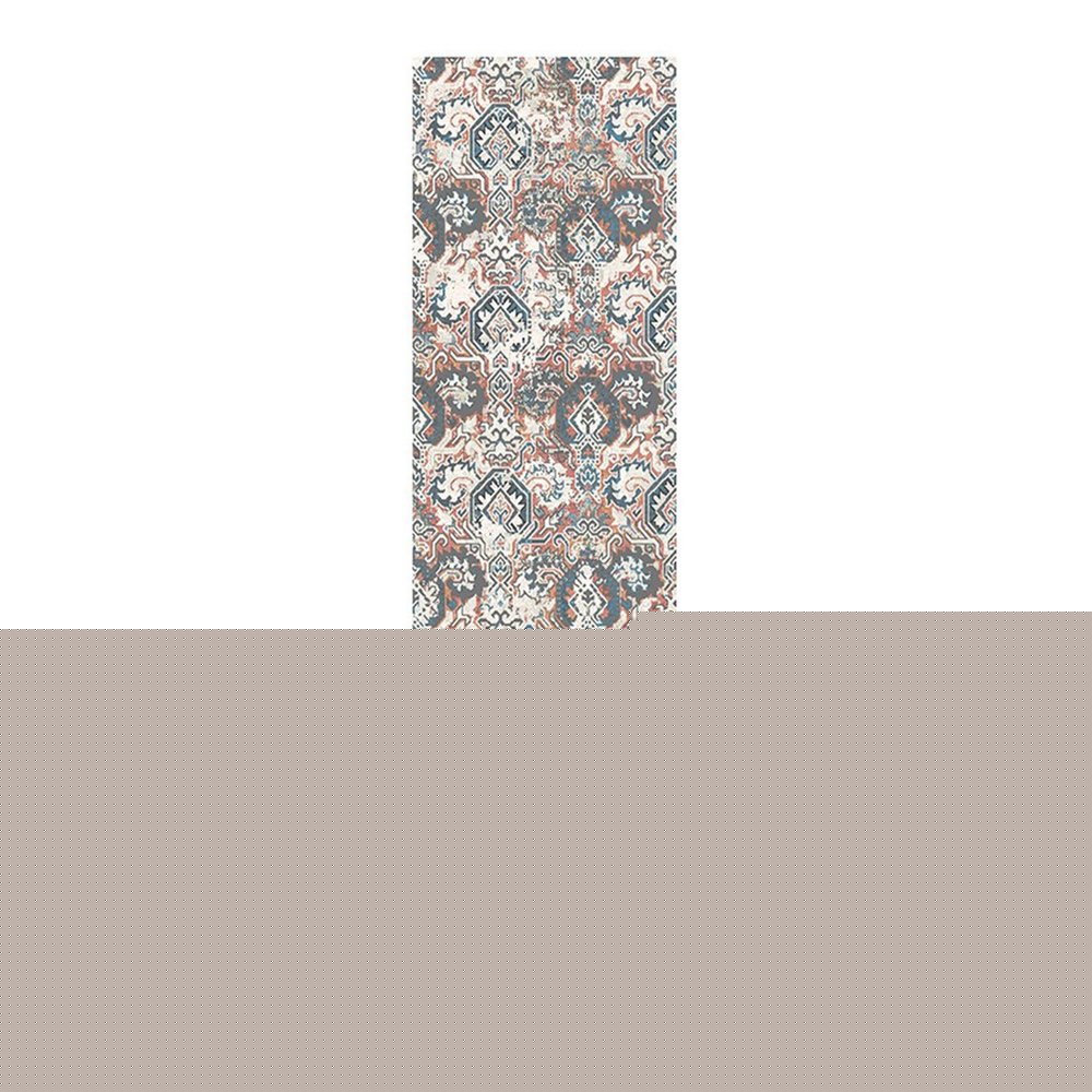 8' Rust Oriental Distressed Runner Rug With Fringe