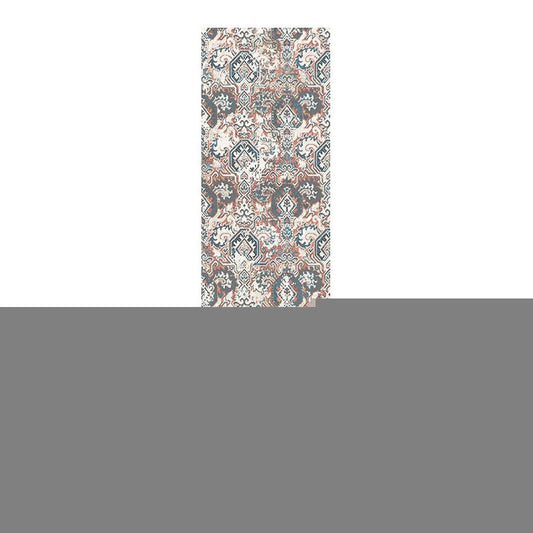 8' Rust Oriental Distressed Runner Rug With Fringe