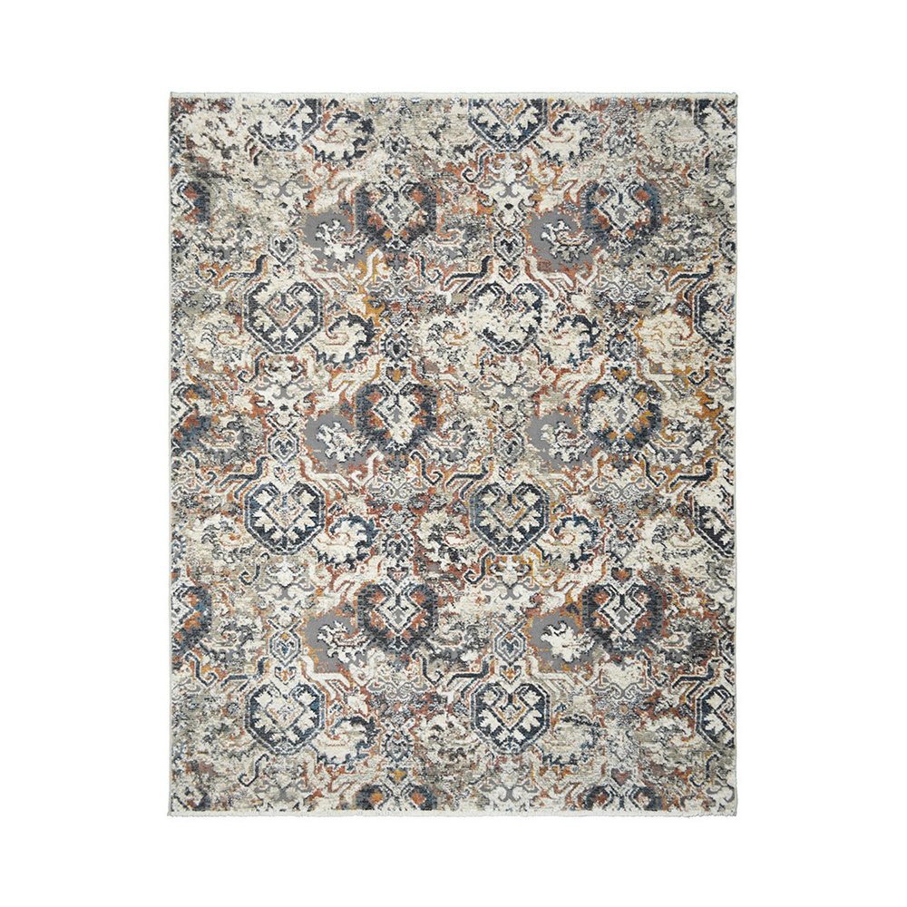 5' X 8' Rust Oriental Distressed Area Rug With Fringe