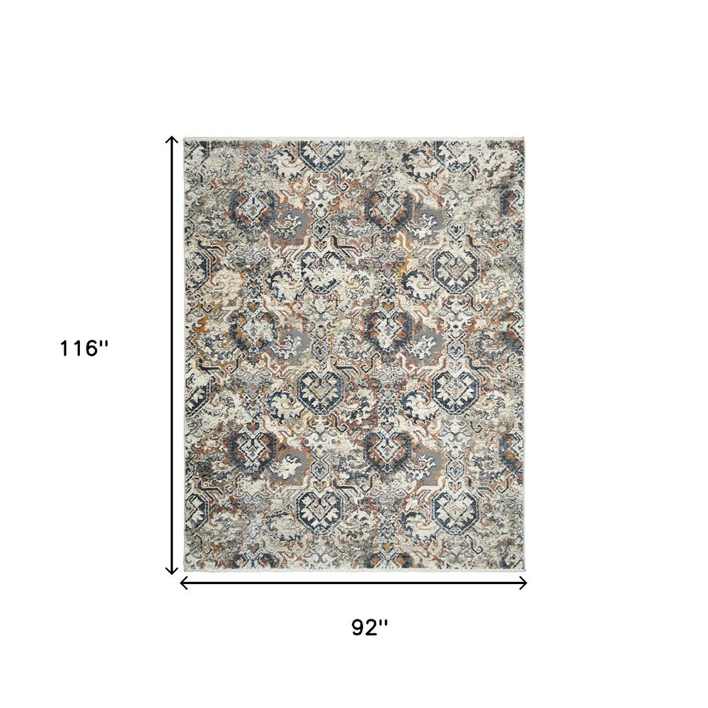 8' X 10' Rust Oriental Distressed Area Rug With Fringe