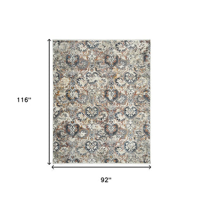 8' X 10' Rust Oriental Distressed Area Rug With Fringe