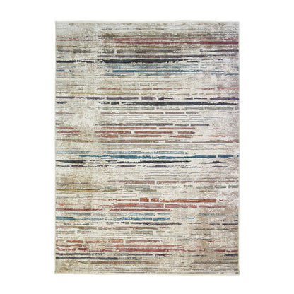 9' X 13' Beige Geometric Distressed Area Rug With Fringe