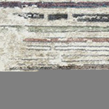 9' X 13' Beige Geometric Distressed Area Rug With Fringe