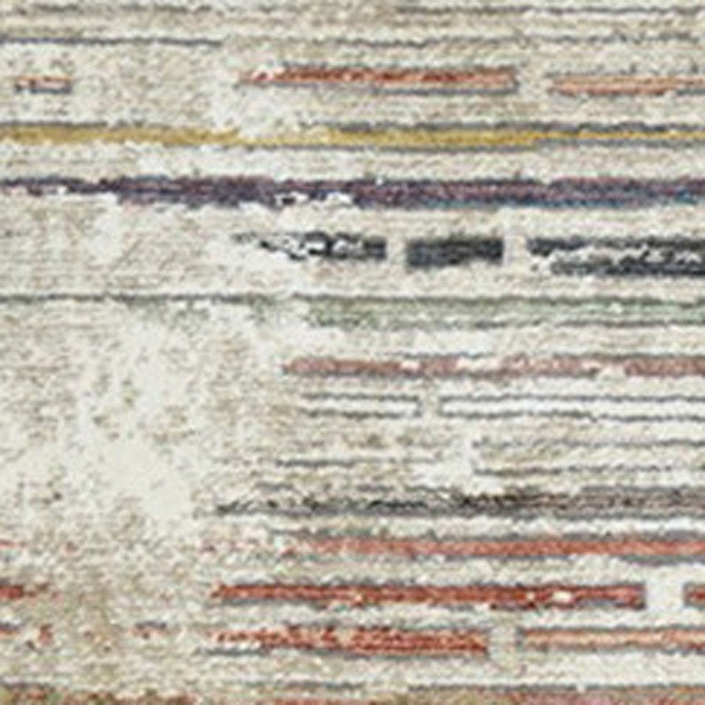 9' X 13' Beige Geometric Distressed Area Rug With Fringe