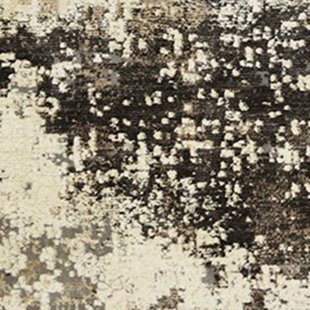 5' X 8' Black Abstract Distressed Area Rug With Fringe
