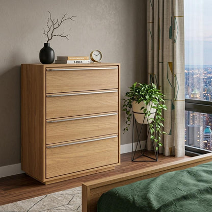 32" Natural Solid Wood Four Drawer Dresser