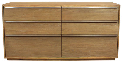 60" Natural Solid Wood Six Drawer Double Dresser