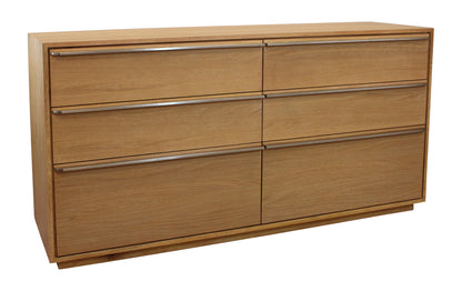 72" Brown Solid Wood Six Drawer Double Dresser