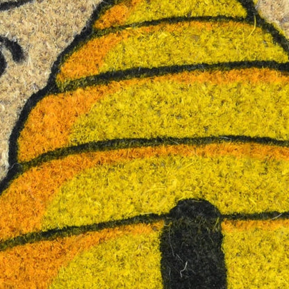 18" X 30" Beige and Orange Coir Bees Outdoor Spring Door Mat