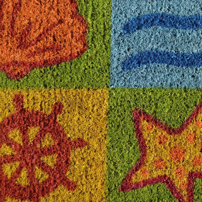 18" X 30" Orange And Yellow Seashells Outdoor Coir Door Mat