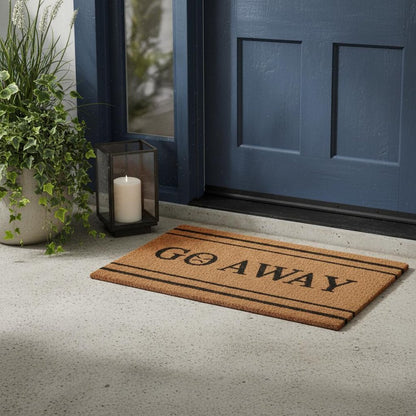 18" X 30" Brown and Black Coir Go Away Outdoor Door Mat