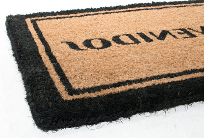 18" X 30" Brown and Black Coir Bienvenidos Outdoor Door Mat