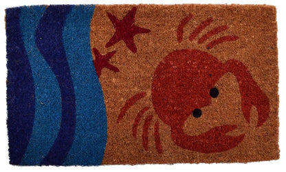 18" X 30" Blue and Red Coir Crab Outdoor Door Mat