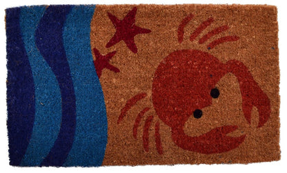 18" X 30" Blue and Red Coir Crab Outdoor Door Mat