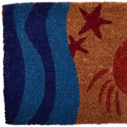 18" X 30" Blue and Red Coir Crab Outdoor Door Mat