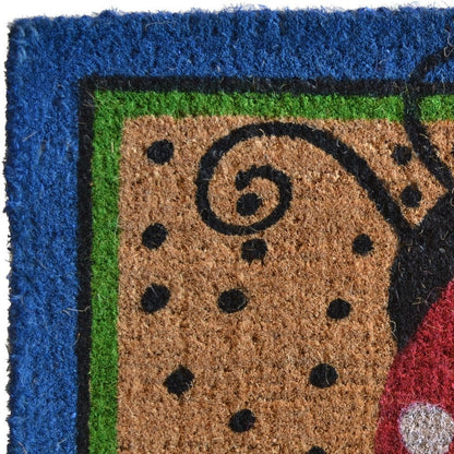 18" X 30" Blue and Brown Coir Ladybug Outdoor Door Mat