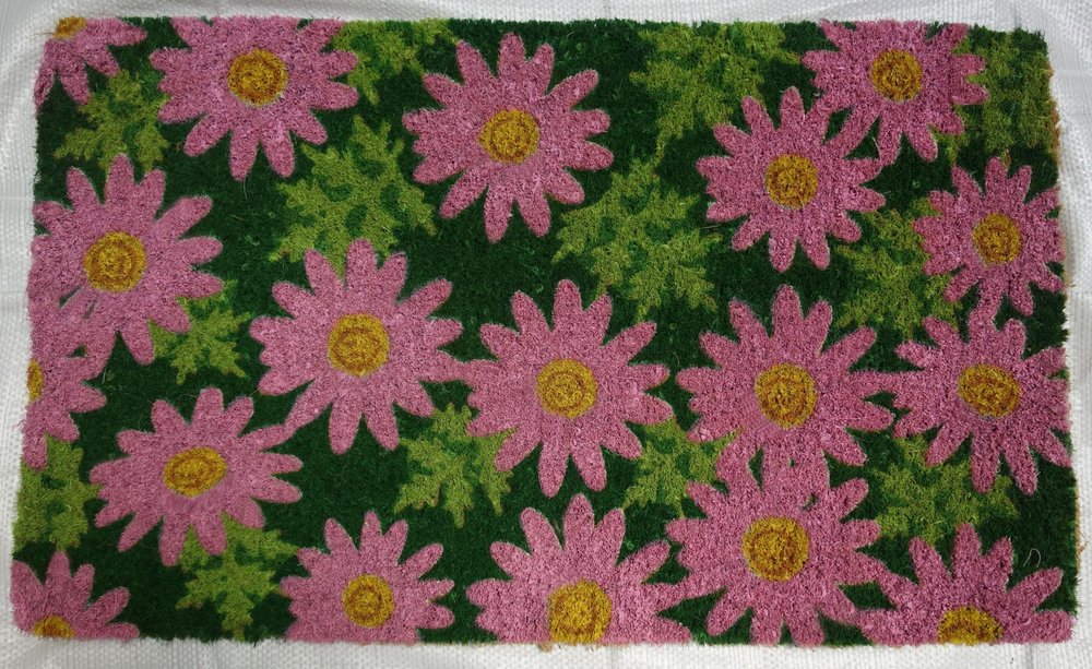 18" X 30" Pink and Green Coir Floral Outdoor Spring Door Mat