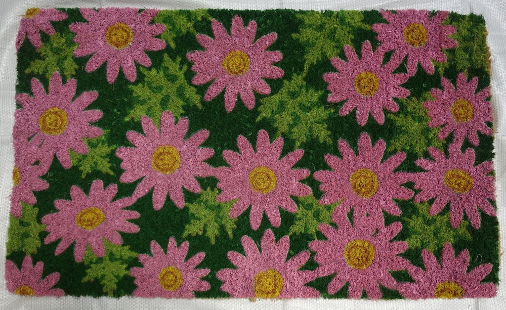 18" X 30" Pink and Green Coir Floral Outdoor Spring Door Mat