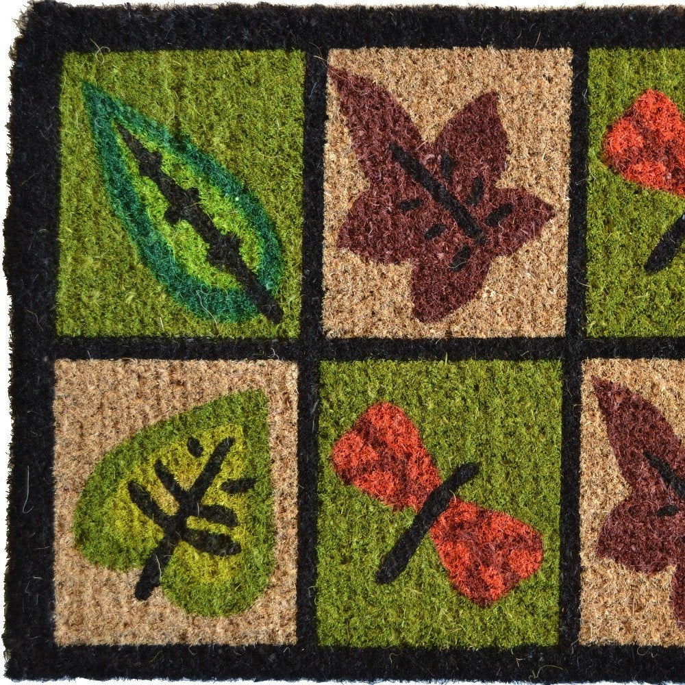 18" X 30" Brown Coir Leaves Outdoor Door Mat