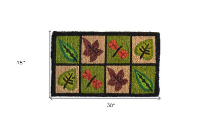 18" X 30" Brown Coir Leaves Outdoor Door Mat