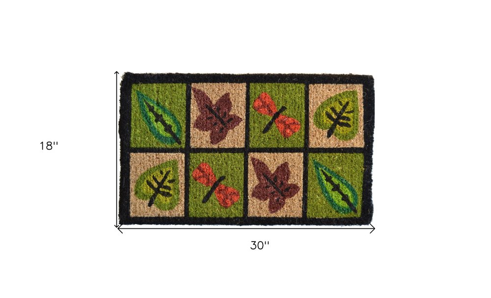 18" X 30" Brown Coir Leaves Outdoor Door Mat