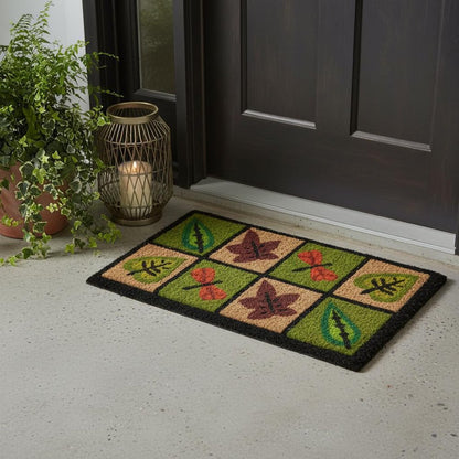18" X 30" Brown Coir Leaves Outdoor Door Mat