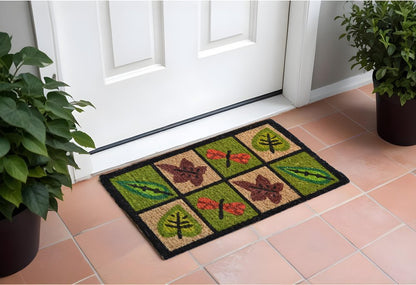 18" X 30" Brown Coir Leaves Outdoor Door Mat