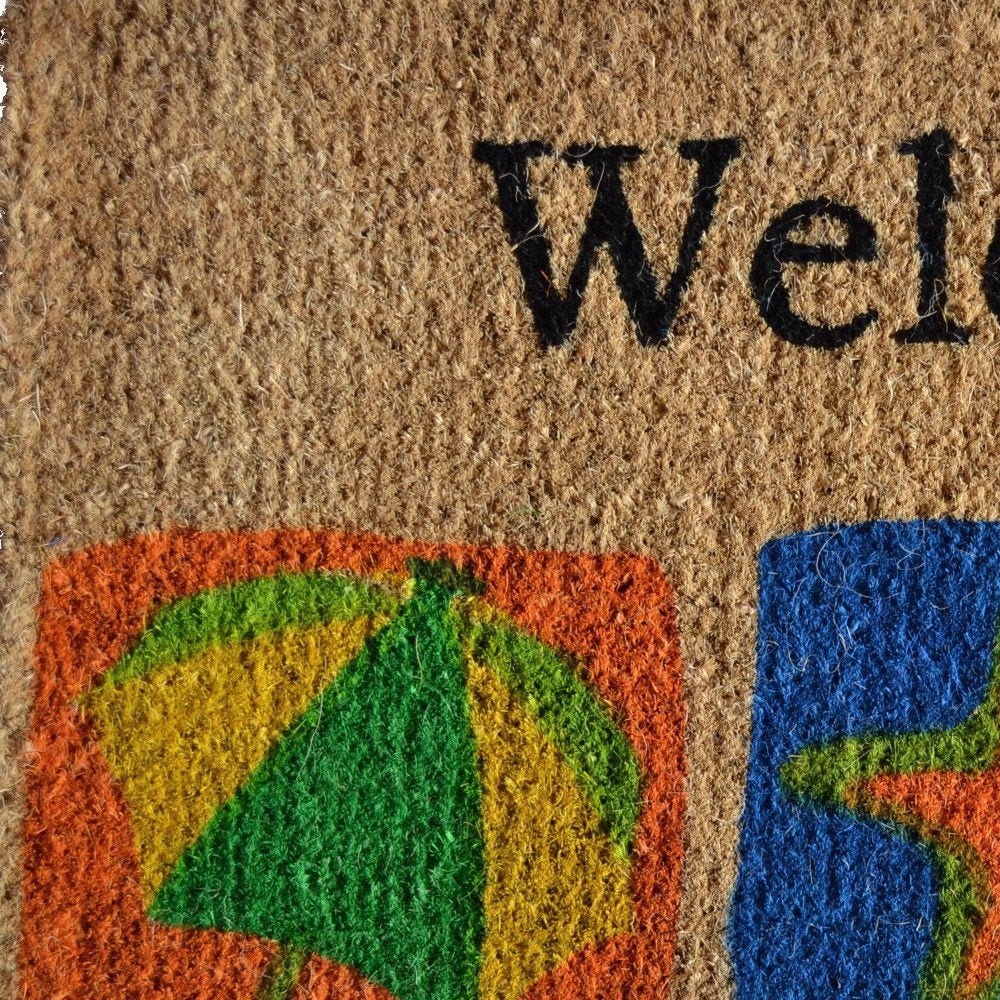 18" X 30" Brown Coir Star Welcome Outdoor Summer Door Mat