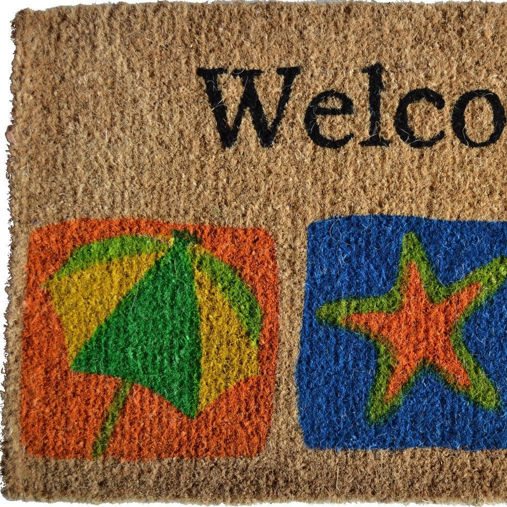 18" X 30" Brown Coir Star Welcome Outdoor Summer Door Mat