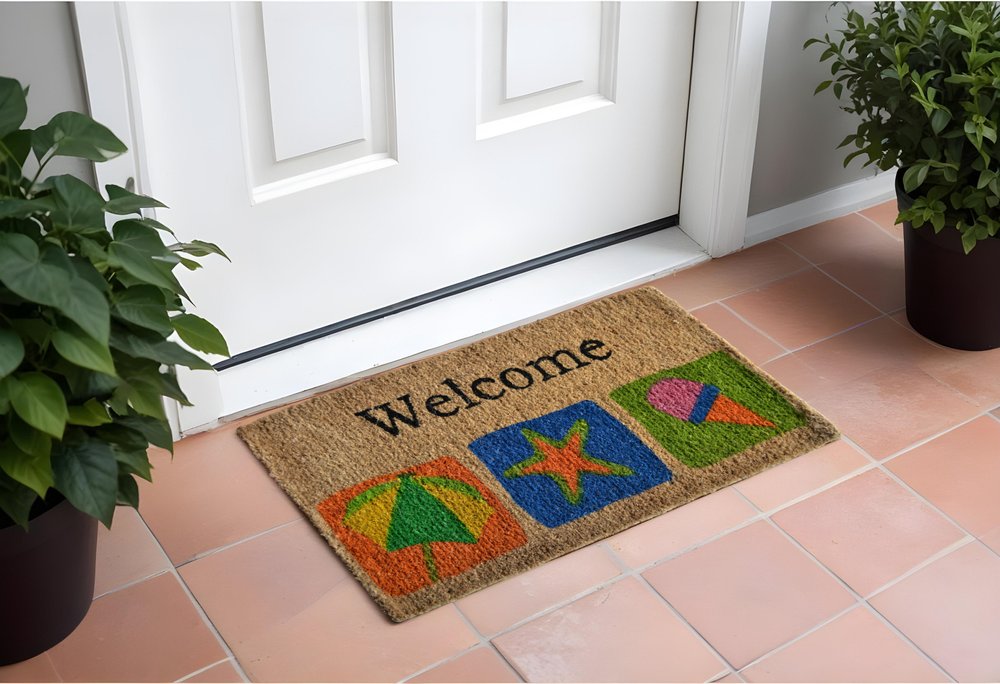 18" X 30" Brown Coir Star Welcome Outdoor Summer Door Mat