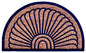 18" X 30" Brown and Black Rubber Geometric Outdoor Semi Circle Door Mat