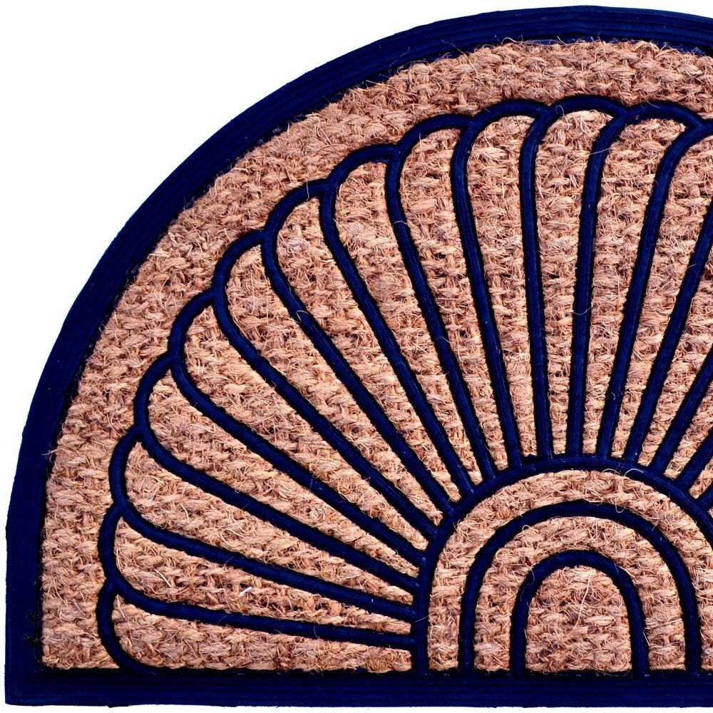 18" X 30" Brown and Black Rubber Geometric Outdoor Semi Circle Door Mat