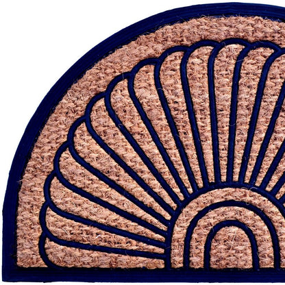 18" X 30" Brown and Black Rubber Geometric Outdoor Semi Circle Door Mat