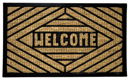 18" X 30" Brown and Black Rubber Welcome Outdoor Door Mat