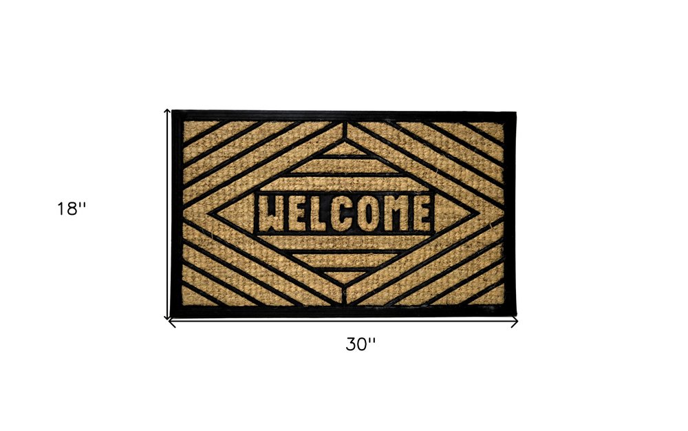 18" X 30" Brown and Black Rubber Welcome Outdoor Door Mat