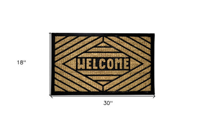 18" X 30" Brown and Black Rubber Welcome Outdoor Door Mat
