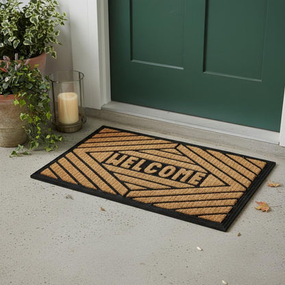 18" X 30" Brown and Black Rubber Welcome Outdoor Door Mat
