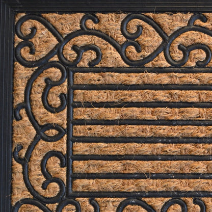 18" X 30" Brown and Black Rubber Scrollwork Outdoor Door Mat
