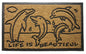18" X 30" Brown and Black Rubber And Coir Dolphin Life is Beautiful Outdoor Door Mat