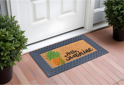 18" X 30" Brown and Black Rubber and Coir Spring Summer Outdoor Door Mat With Inserts
