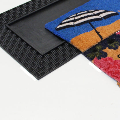 18" X 30" Brown And Black Spring Summer Outdoor Rubber And Coir Door Mat With Insert